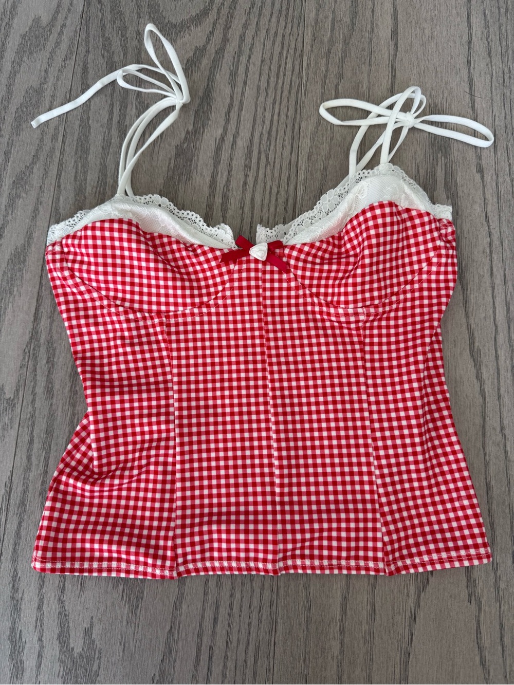 Edikted bustier red checkered top size xs